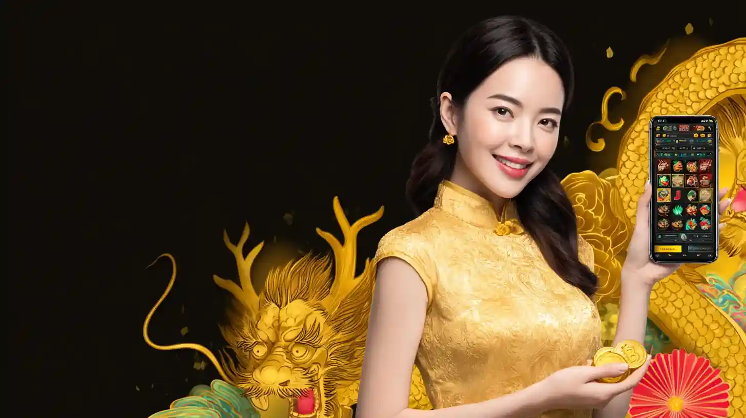 ผู้หญิงสวยถือมือถือแสดงแอปเกมคาสิโนในประเทศไทย